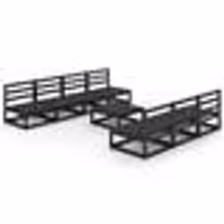 vidaXL Salon de jardin 8 pcs noir bois de pin massif