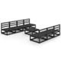 vidaXL Salon de jardin 8 pcs noir bois de pin massif