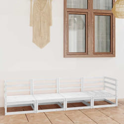 Vidaxl - Canapé à 4 places de jardin Blanc Bois de pin solide