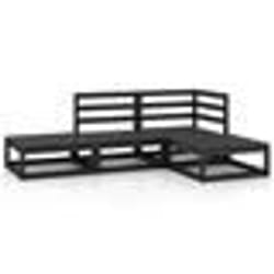 vidaXL Salon de jardin 4 pcs noir bois de pin massif