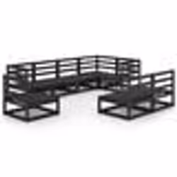 vidaXL Salon de jardin 8 pcs noir bois de pin massif - TU