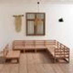 vidaXL Salon de jardin 9 pcs marron miel bois de pin massif - TU