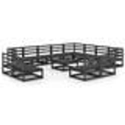 vidaXL Salon de jardin 13 pcs noir bois de pin massif - TU