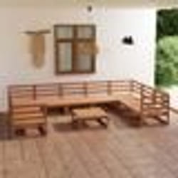vidaXL Salon de jardin 10 pcs bois de pin massif - TU