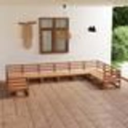 vidaXL Salon de jardin 10 pcs bois de pin massif - TU