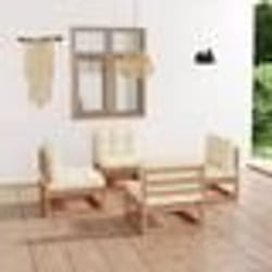 vidaXL Salon de jardin 4 pcs avec coussins Bois de pin massif - TU