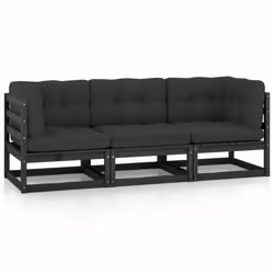 VidaXL 3076373, 3 siège(s), Noir