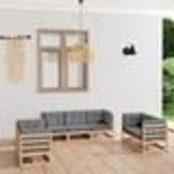 vidaXL Salon de jardin 7 pcs avec coussins Bois de pin massif - TU