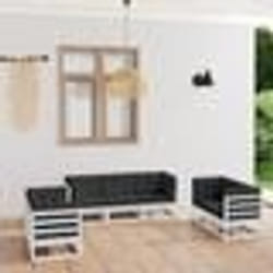 vidaXL Salon de jardin 7 pcs avec coussins Bois de pin massif - TU