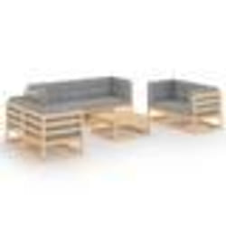 vidaXL Salon de jardin 8 pcs avec coussins Bois de pin massif - TU
