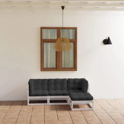 vidaXL Salon de jardin 4 pcs avec coussins Bois de pin massif - TU