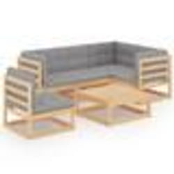 vidaXL Salon de jardin 6 pcs avec coussins Bois de pin massif - TU