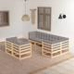 vidaXL Salon de jardin 7 pcs avec coussins Bois de pin massif - TU