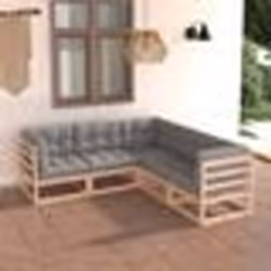 vidaXL Salon de jardin 5 pcs avec coussins Bois de pin massif - TU