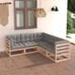 vidaXL Salon de jardin 5 pcs avec coussins Bois de pin massif - TU