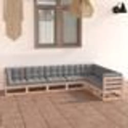 vidaXL Salon de jardin 7 pcs avec coussins Bois de pin massif - TU