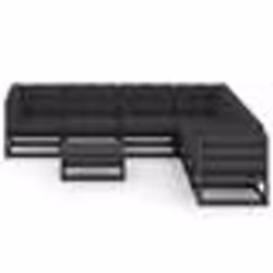 vidaXL Salon de jardin 8 pcs avec coussins Noir Bois de pin massif - TU