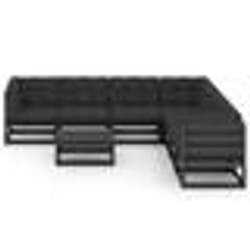 vidaXL Salon de jardin 8 pcs avec coussins Noir Bois de pin massif - TU