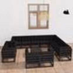 vidaXL Salon de jardin 13 pcs avec coussins noir bois de pin massif - TU