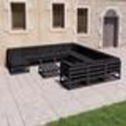 vidaXL Salon de jardin 13 pcs avec coussins noir bois de pin massif - TU