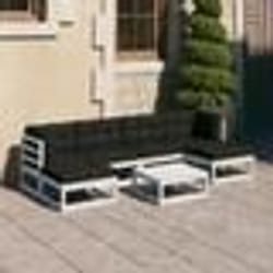 vidaXL Salon de jardin 7 pcs avec coussins blanc bois de pin massif - TU