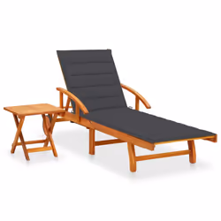 VidaXL 3077330, Terrace, Siège rembourré, Bois d'acacia, Anthracite, Polyester, 670 mm