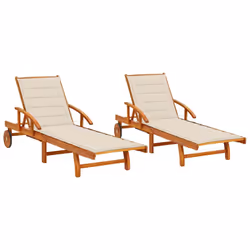 VidaXL 3077332, Terrace, Siège rembourré, Bois d'acacia, Crème, Polyester, 670 mm