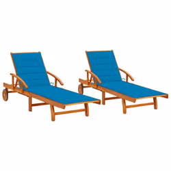 VidaXL 3077334, Terrace, Siège rembourré, Bois d'acacia, Bleu, Polyester, 670 mm