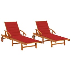 vidaXL Chaises longues lot de 2 avec coussins Bois d'acacia solide - TU