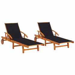 VidaXL 3077337, Terrace, Siège rembourré, Bois d'acacia, Noir, Polyester, 670 mm