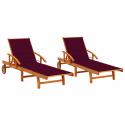 VidaXL 3077339, Terrace, Siège rembourré, Bois d'acacia, Rouge, Polyester, 670 mm