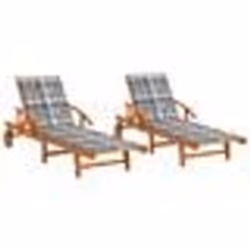 vidaXL Chaises longues lot de 2 avec coussins Bois d'acacia solide - TU