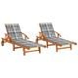 vidaXL Chaises longues lot de 2 avec coussins Bois d'acacia solide - TU