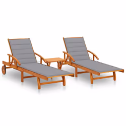 VidaXL 3077346, Terrace, Siège rembourré, Bois d'acacia, Gris, Polyester, 670 mm