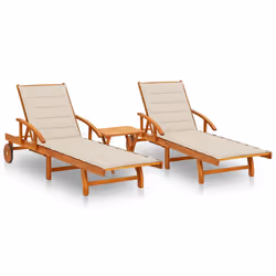 VidaXL 3077348, Terrace, Siège rembourré, Bois d'acacia, Beige, Polyester, 670 mm