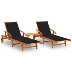 VidaXL 3077352 chaise d'extérieur Terrace Siège rembourré Bois d'acacia Noir