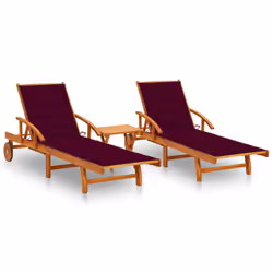 VidaXL 3077354, Terrace, Siège rembourré, Bois d'acacia, Rouge, Polyester, 670 mm