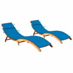 VidaXL 3077365, Linge, Siège rembourré, Bois d'acacia, Bleu, Polyester, 3 cm