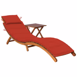VidaXL 3077367, Linge, Siège rembourré, Bois d'acacia, Rouge, Polyester, 3 cm