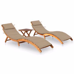 VidaXL 3077379, Linge, Siège rembourré, Bois d'acacia, Beige, Polyester, 3 cm