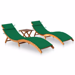 VidaXL 3077381, Linge, Siège rembourré, Bois d'acacia, Vert, Polyester, 3 cm