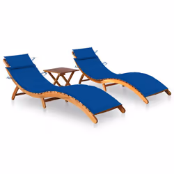 VidaXL 3077386, Linge, Siège rembourré, Bois d'acacia, Bleu, Polyester, 3 cm