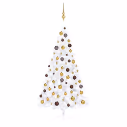 Demi Arbre de Noël Blanc Pré-Éclairé 150cm Ce demi-arbre de Noël VIDAXL de 150cm allie élégance et praticité. Son design asym ...