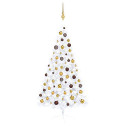 Demi arbre de Noël artificiel pré éclairé et boules blanc 150cm