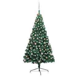 vidaXL Demi-arbre de Noël pré-éclairé - 210 cm
