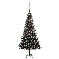 VidaXL Sapin de Noël pré-éclairé noir 150 cm