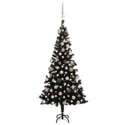 vidaXL Sapin de Noël Noir LED 180 cm