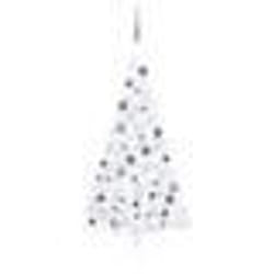 vidaXL Demi-arbre de Noël artificiel pré-éclairé et boules blanc 150cm - TU