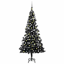 Arbre de Noël vidaXL Pré-éclairé Noir 210 cm
