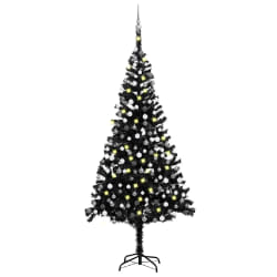 vidaXL Arbre de Noël artificiel pré-éclairé et boules noir 240 cm PVC - TU